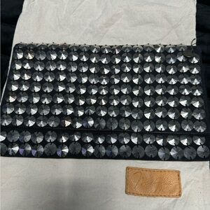 BCBGeneration Black Clutch with Silver Accents